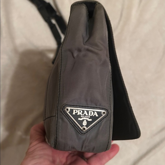 Prada Gray Nylon Black Link Strap Shoulder Bag - Picture 8 of 15
